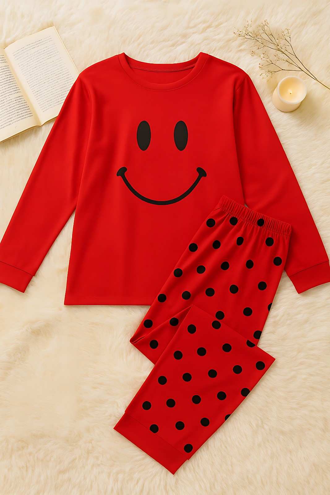 Smiley Face Red PJ Set