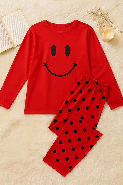 Smiley Face Red PJ Set