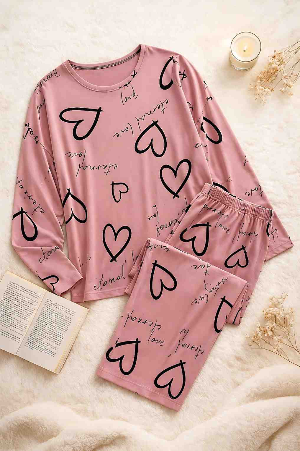 Soft Pink Heartbeat PJ Set