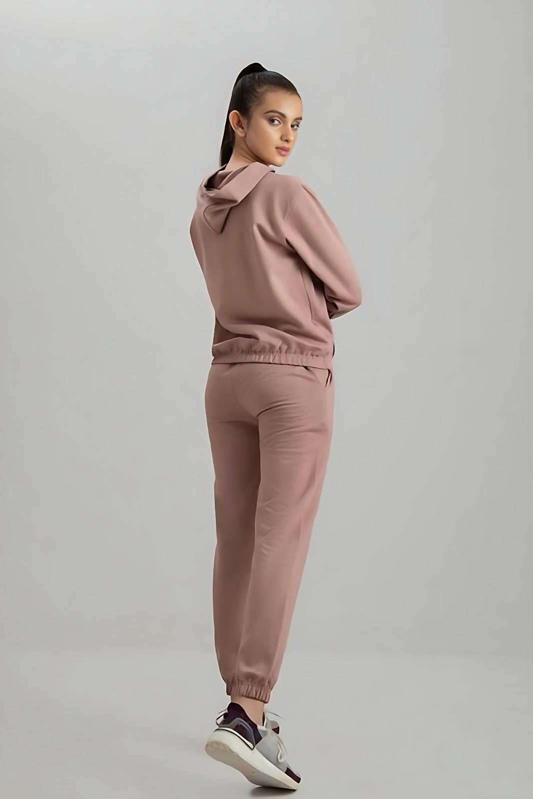 Tea Pink Warm Hoodie And Pant Co-ord Set