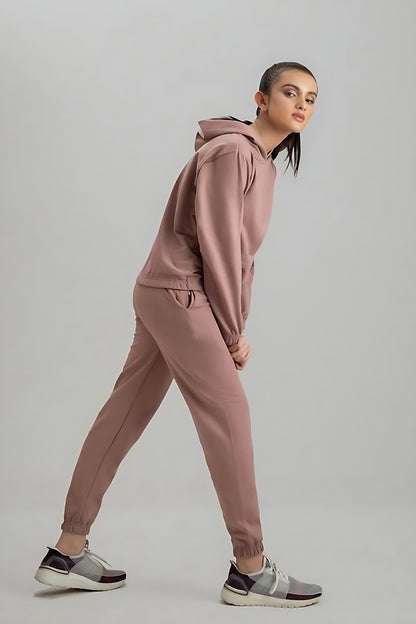 Tea Pink Warm Hoodie And Pant Co-ord Set