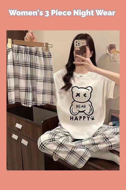 3 Piece Happy Bear Nightwear
