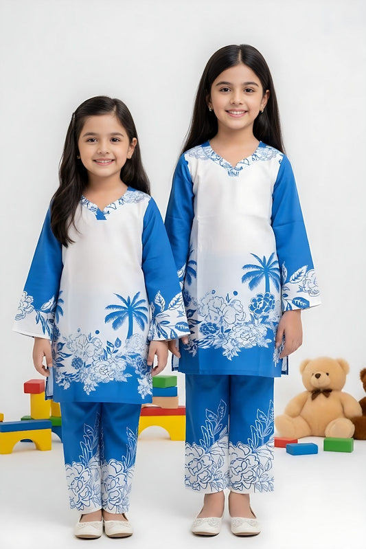 Tropical Blue Palm Swiss Co-ord Set (Each)
