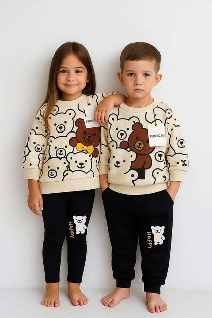 White Bears Print Sweatshirt With Trouser For Kids (Each)