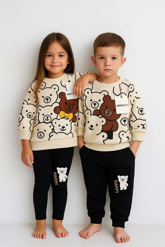 White Bears Print Sweatshirt With Trouser For Kids (Each)