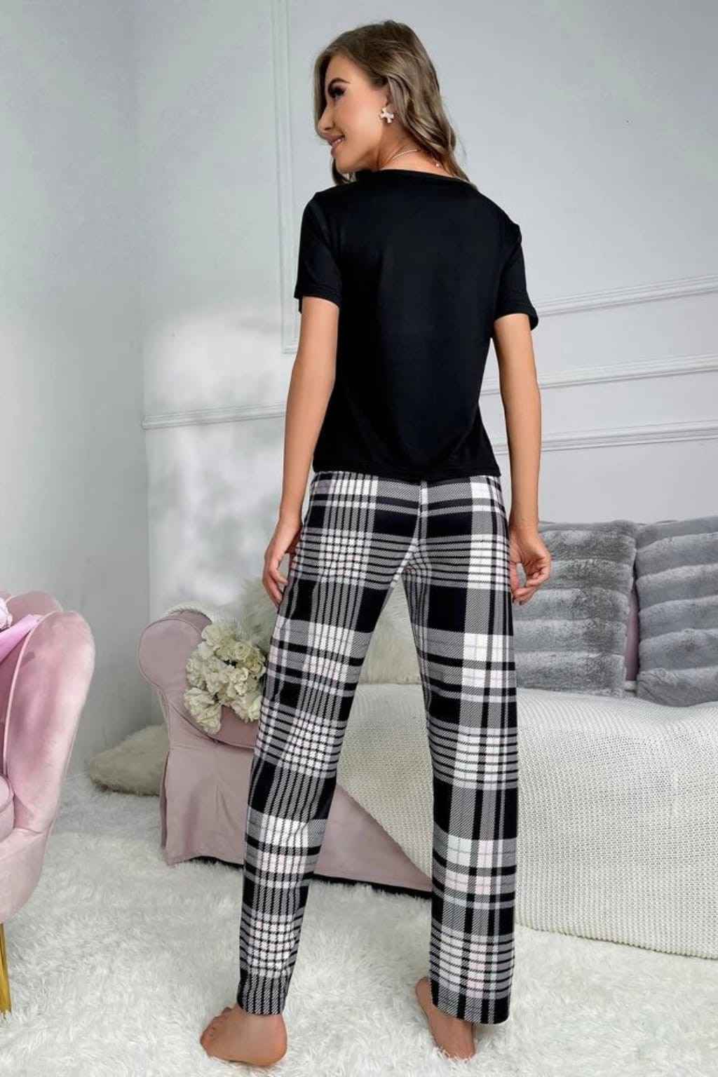 White Heart Printed Night Suit