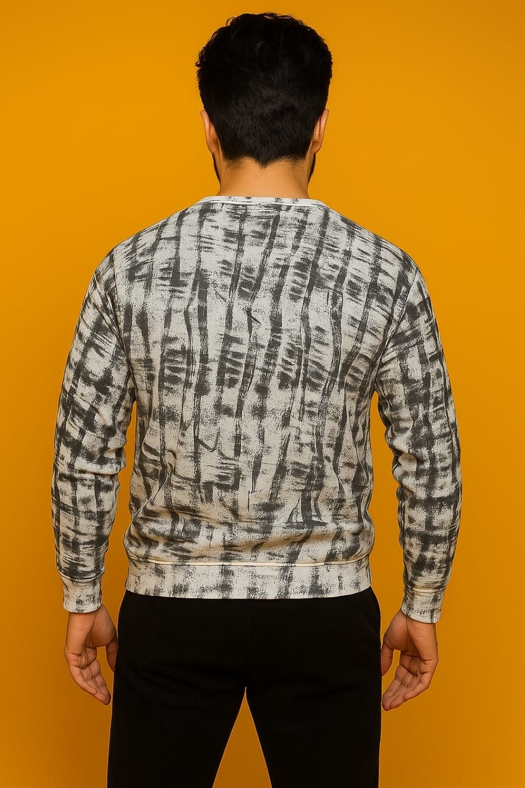 White & Black Random Printed Sweat Shirt For Unisex