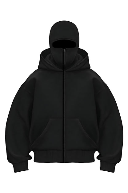 Women Balaclava Ninja Zipper Hoodie Jacket