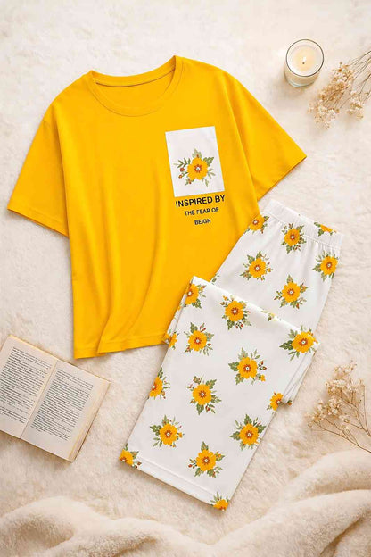 Yellow Cozy Flower PJ Set