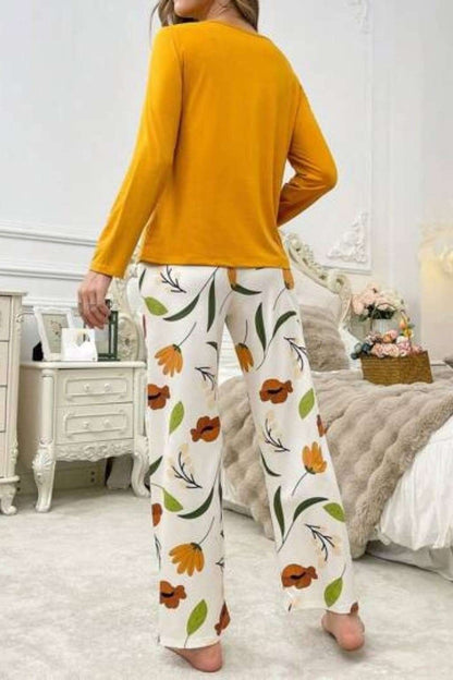 Fire Yellow Flower Pocket Printed Night Suits