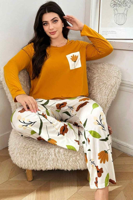 Fire Yellow Flower Pocket Printed Night Suits