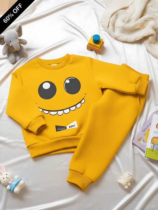 Yellow Smiley Printed Kids Winter Suit (Each)