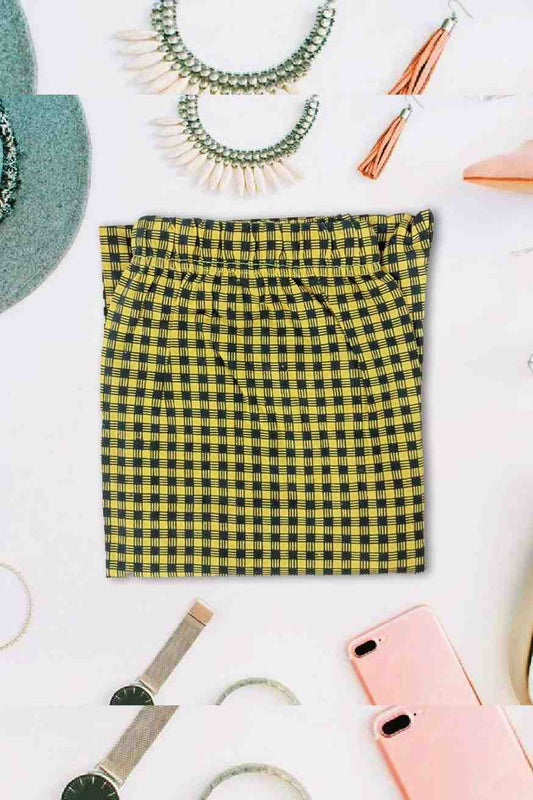 Yellow and Black Check Sleeping Pajama For Women