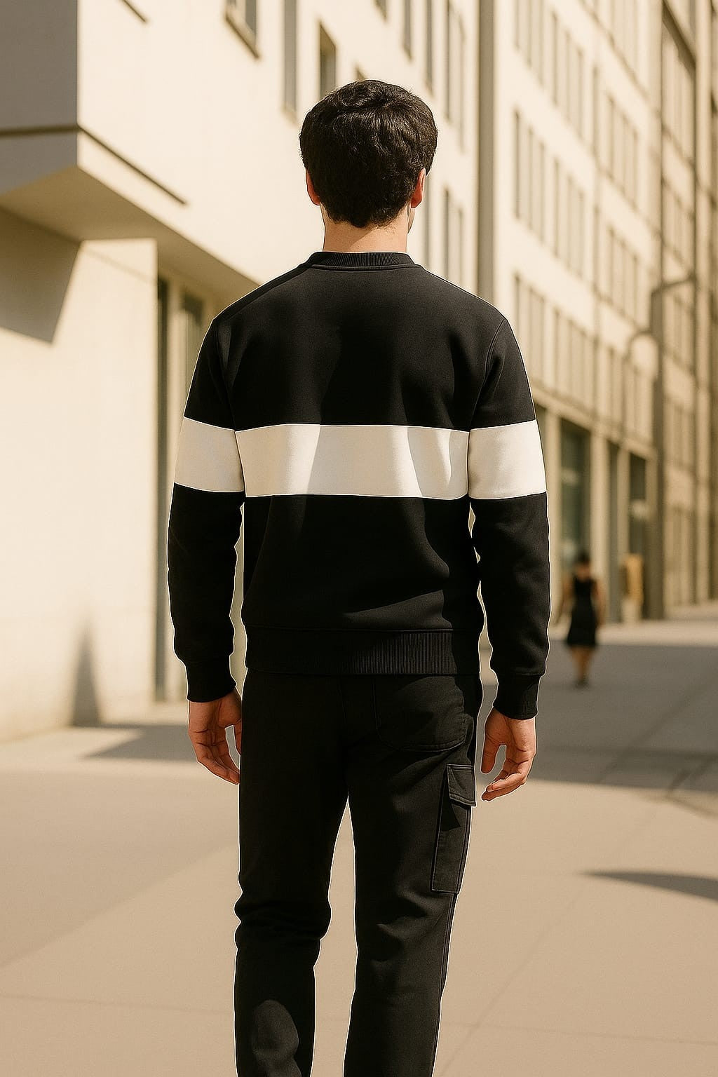Zebra Black And White Block Men's Sweatshirt