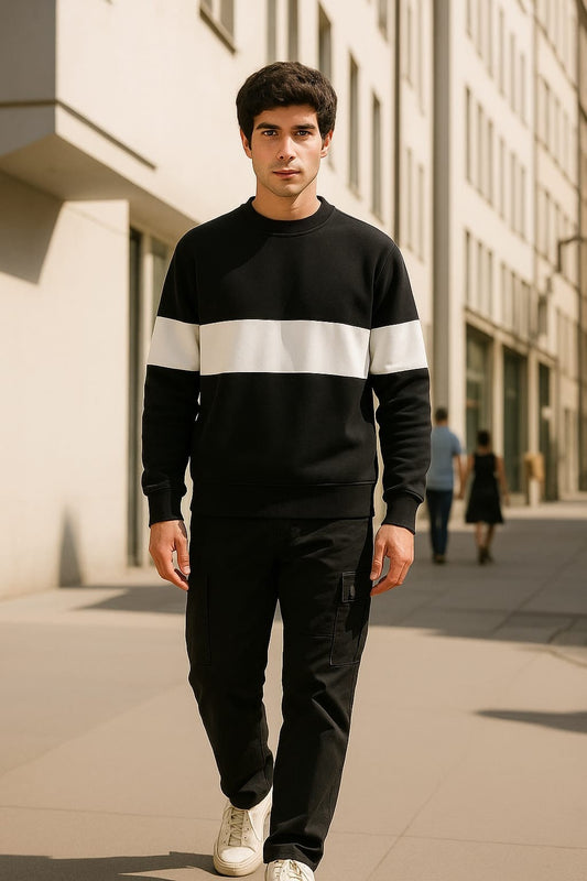 Zebra Black And White Block Men's Sweatshirt