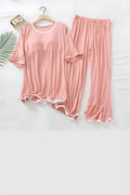 Peach Basic Pearl Plazo PJ Set