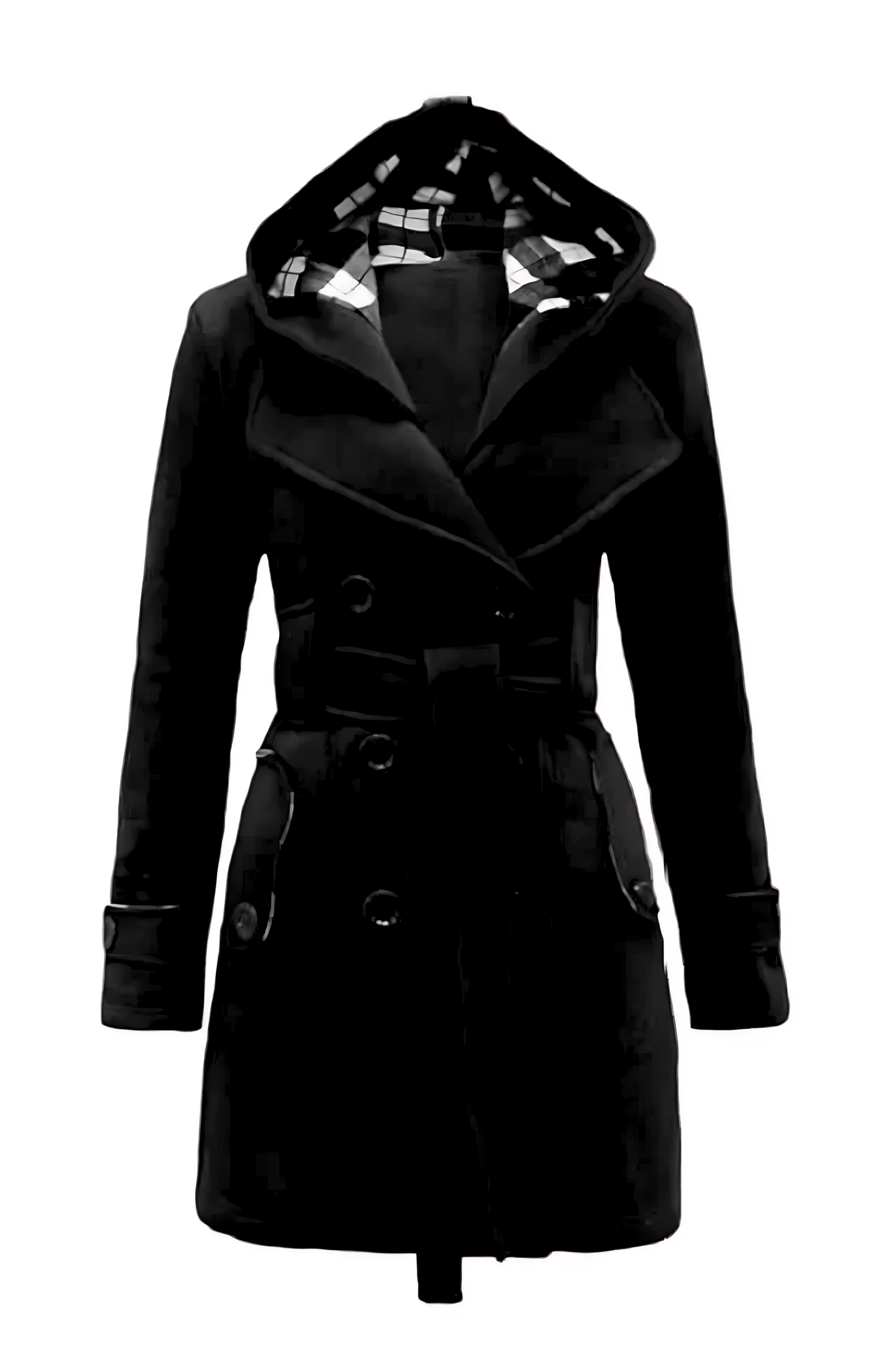Black Women's Lace Trim Trench Coat Style Jacket
