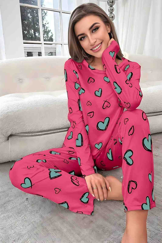 Heart Pattern Printed Night Suit