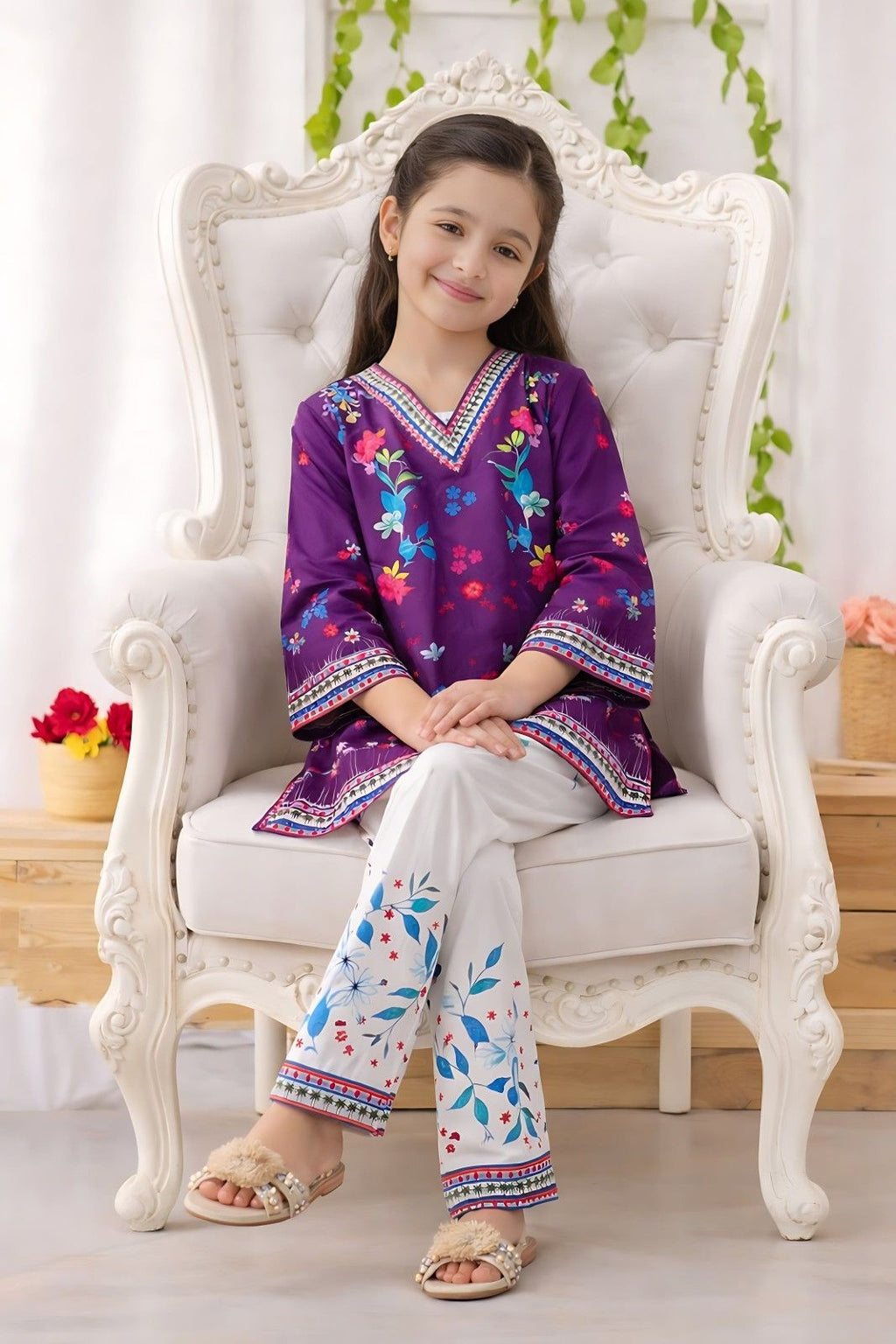 Purple Bloom Short Shirt 2pcs - Co-ord Set