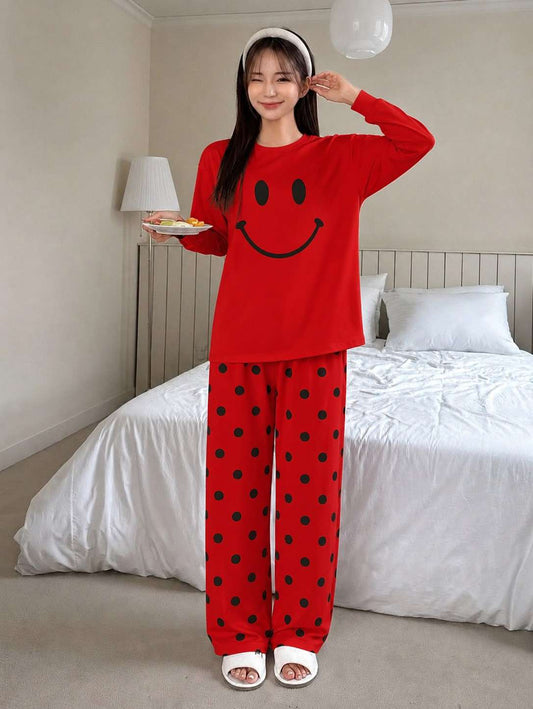Smiley Face Red PJ Set