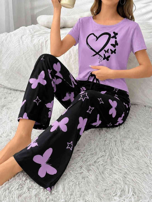 Lavender Butterfly & Heart PJ Set