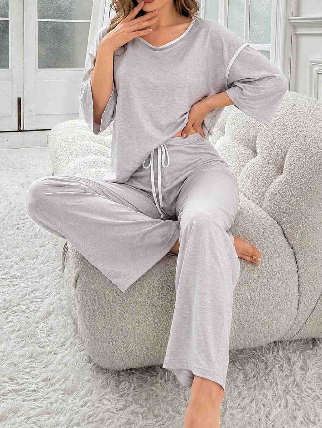 Elegant Grey Plazo PJ Set