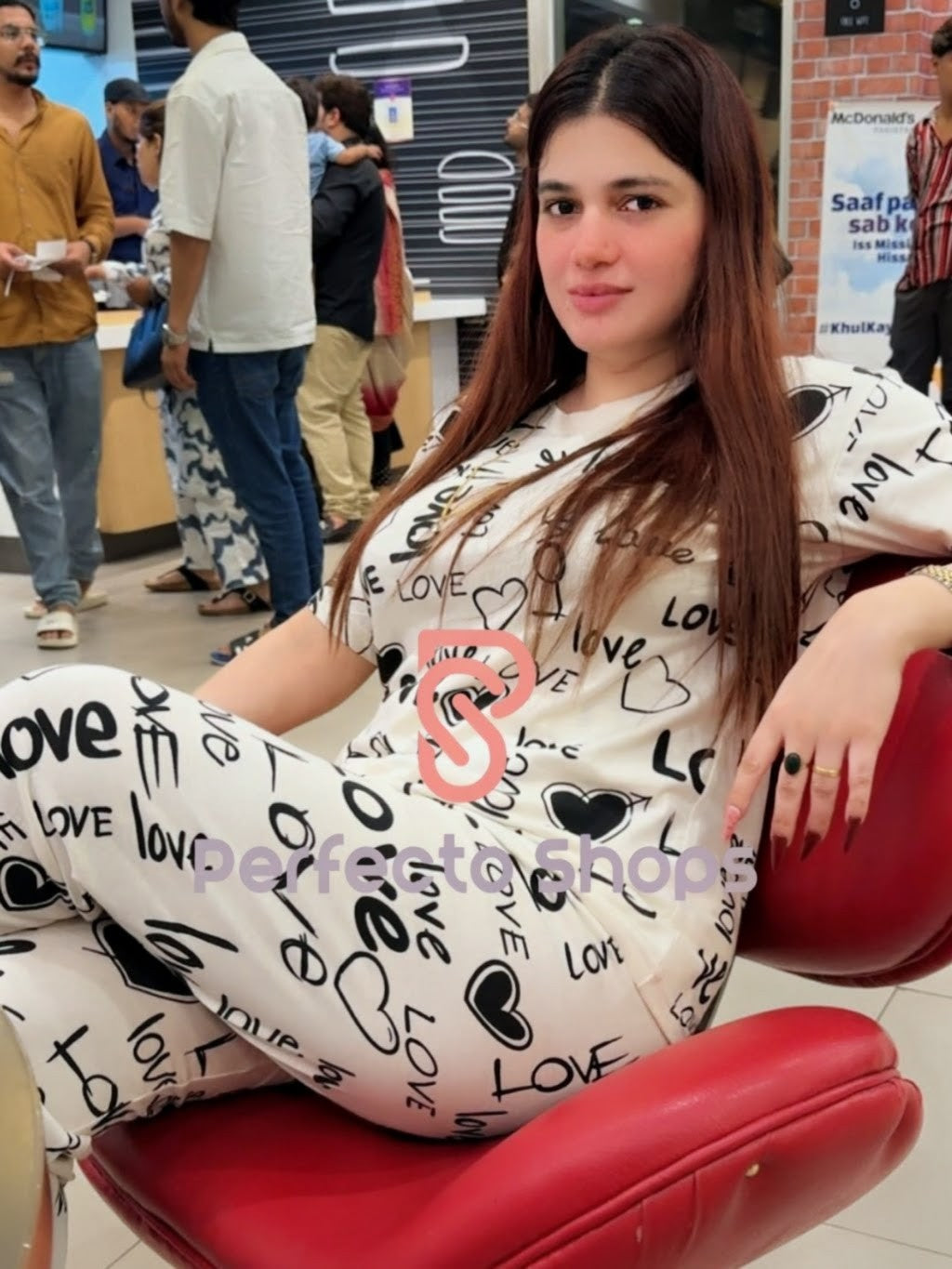 Love & Heart Printed Night suit