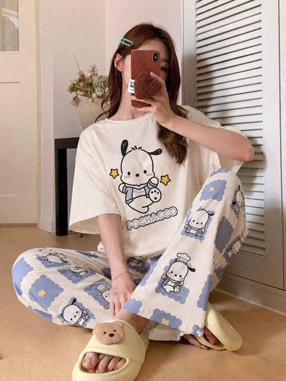 Cozy Pochacco Cartoon Printed PJ Set