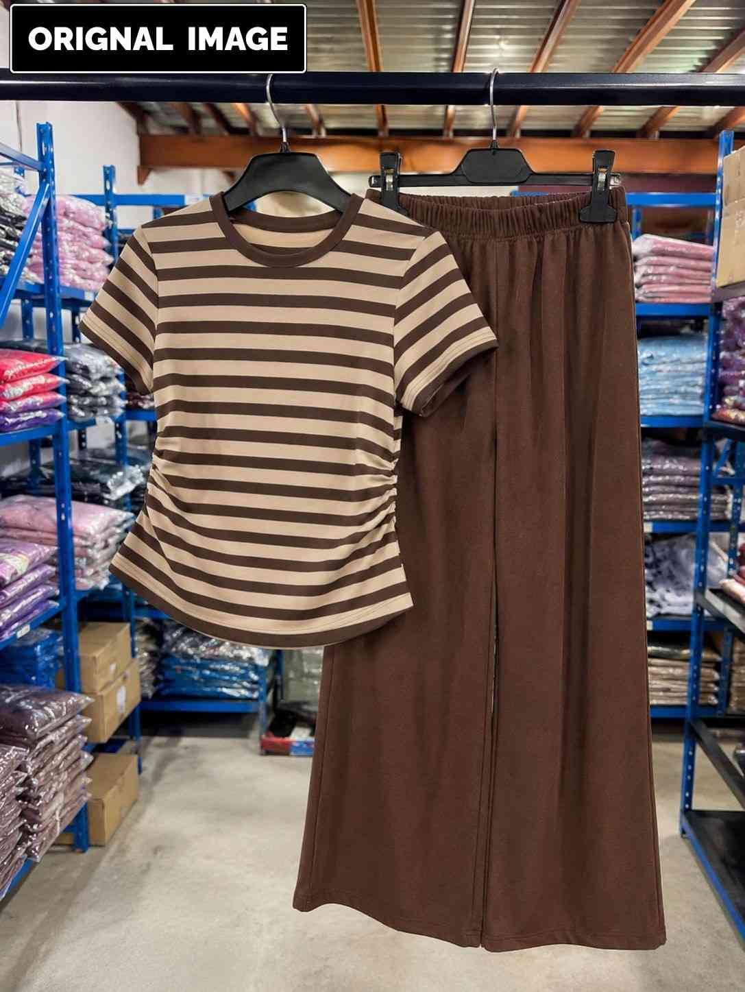 Resyla Brown Women's Round Neck 2 Pec Set