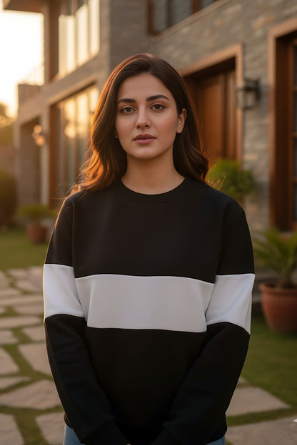 Zebra Black And White Block Sweatshirt