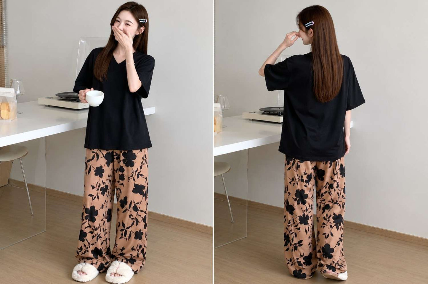 Black Floral Dream PJ Set