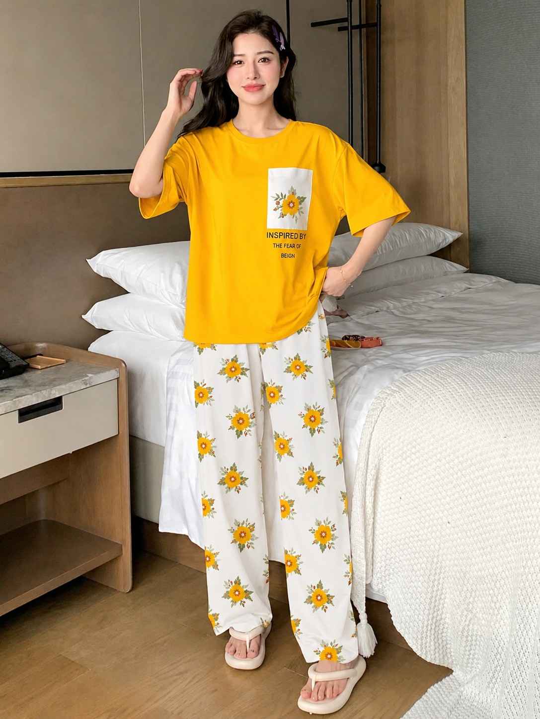 Yellow Cozy Flower PJ Set