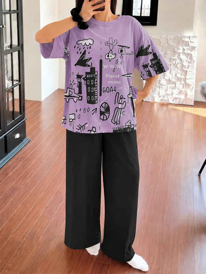 Purple & Black Street Art PJ Set