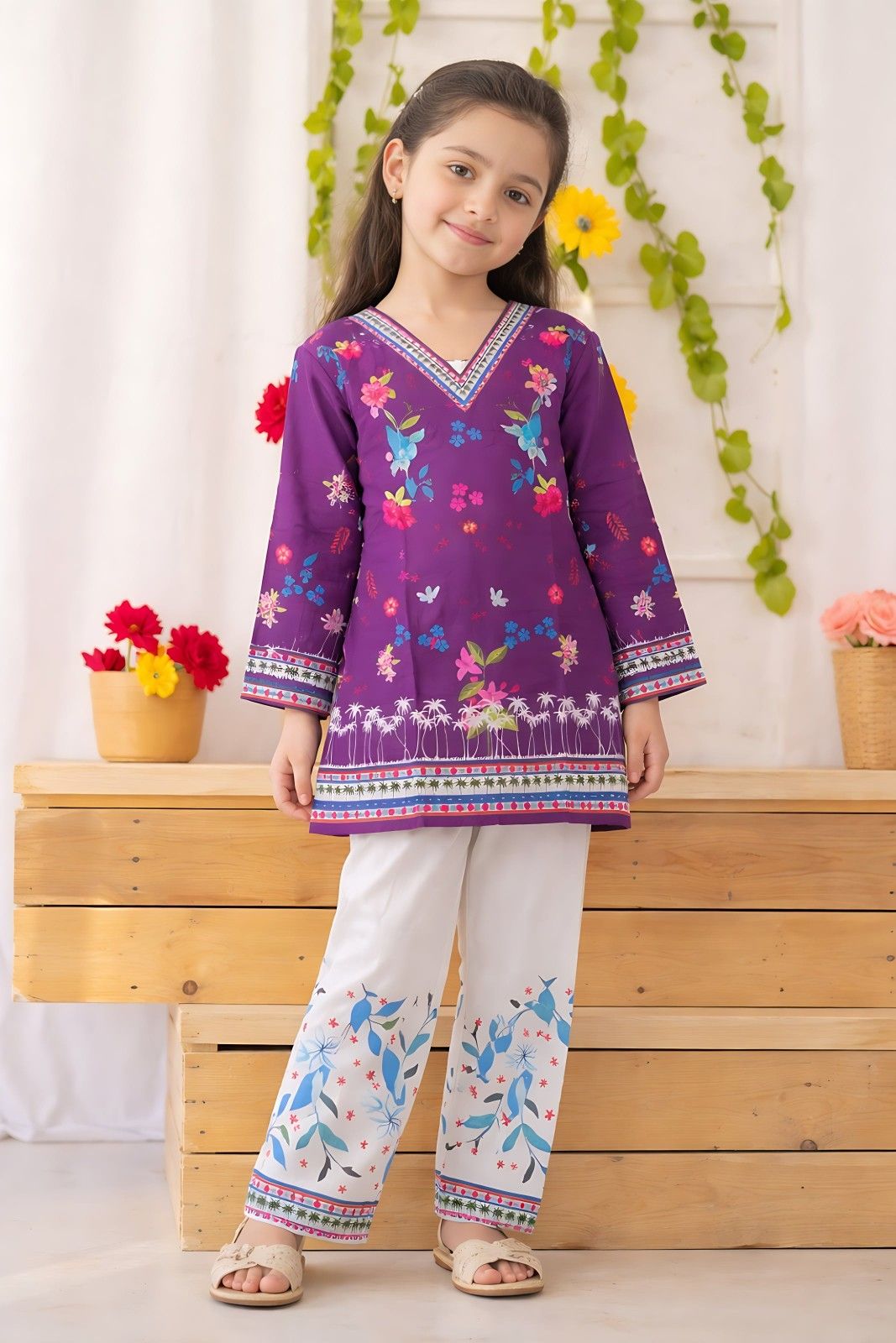 Purple Bloom Short Shirt 2pcs - Co-ord Set