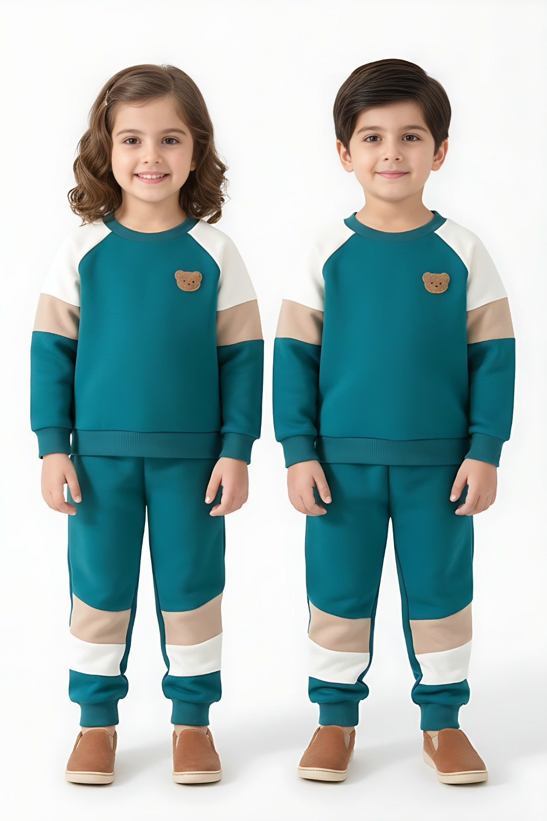 Green Teddy Printed Kids Winter Suit (Each)