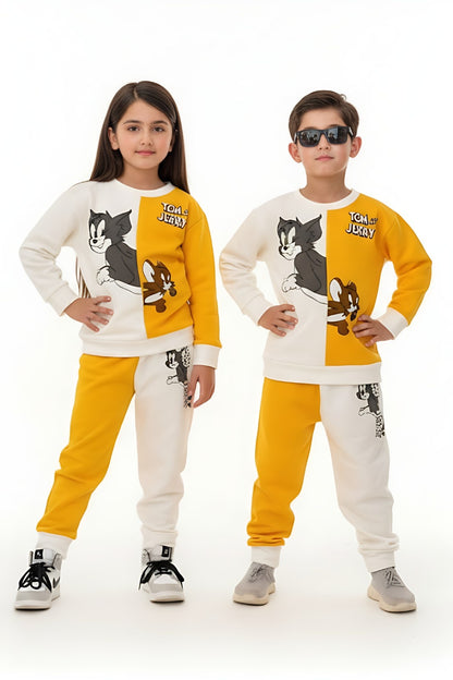 Fleece Fabric Tom and Jerry Printed Kids Winter Suit ( Each )