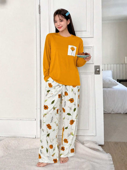 Golden Bloom Lounge PJ Set