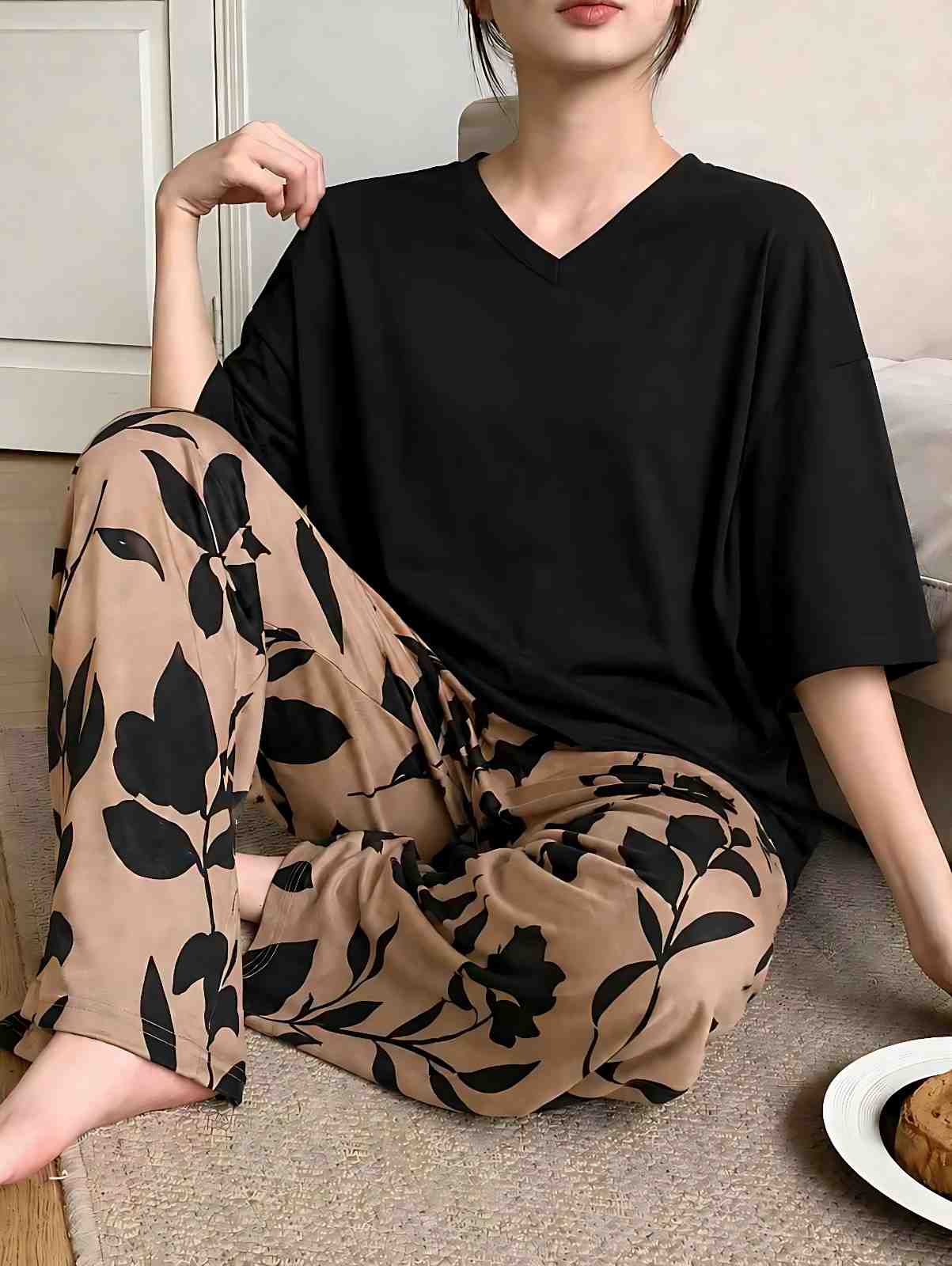 Black Floral Dream PJ Set