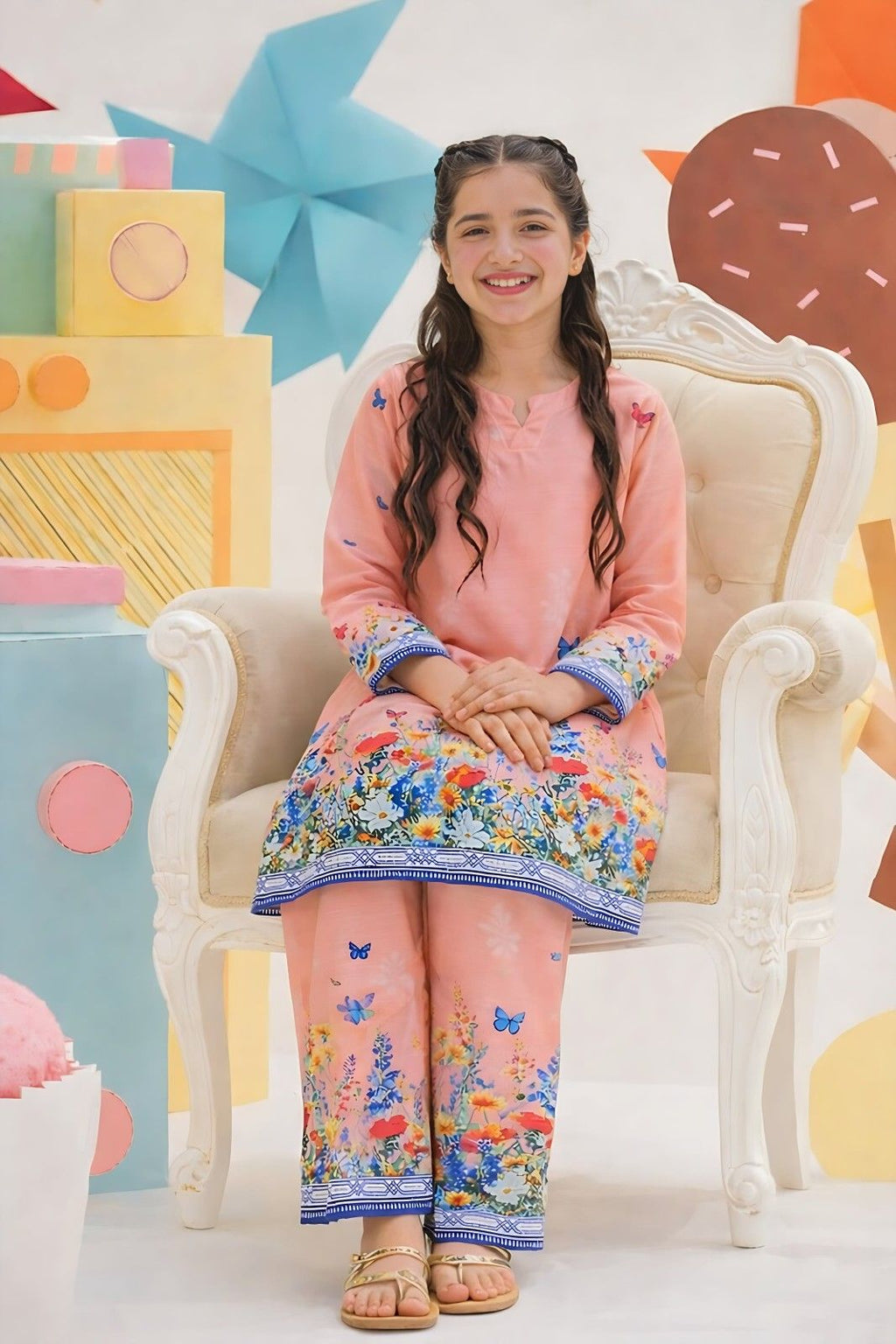 Peach Butterfly 2pcs - Co-ord Set
