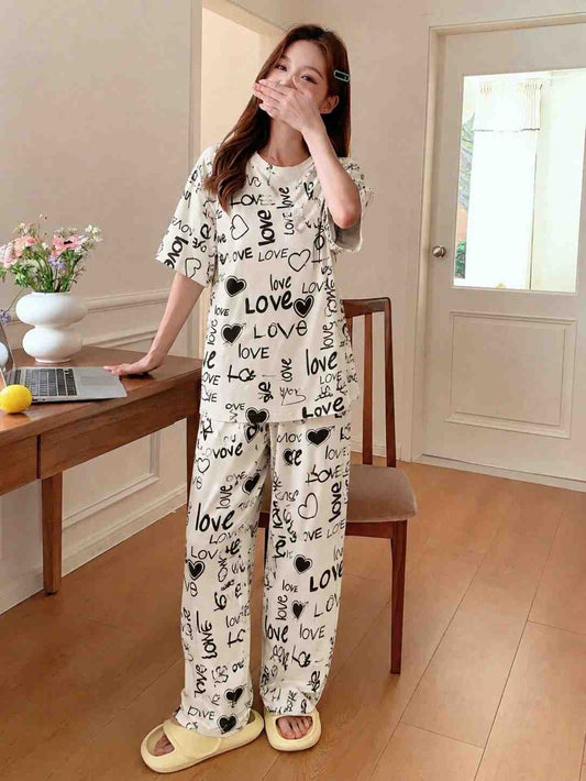 Fawn “LOVE” Printed Stylish PJ Set