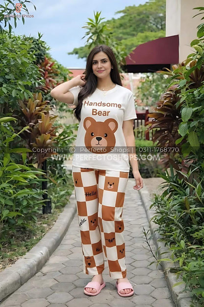 Handsome Bear Printed Night Suit