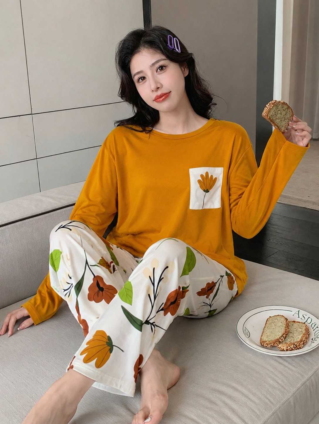 Golden Bloom Lounge PJ Set