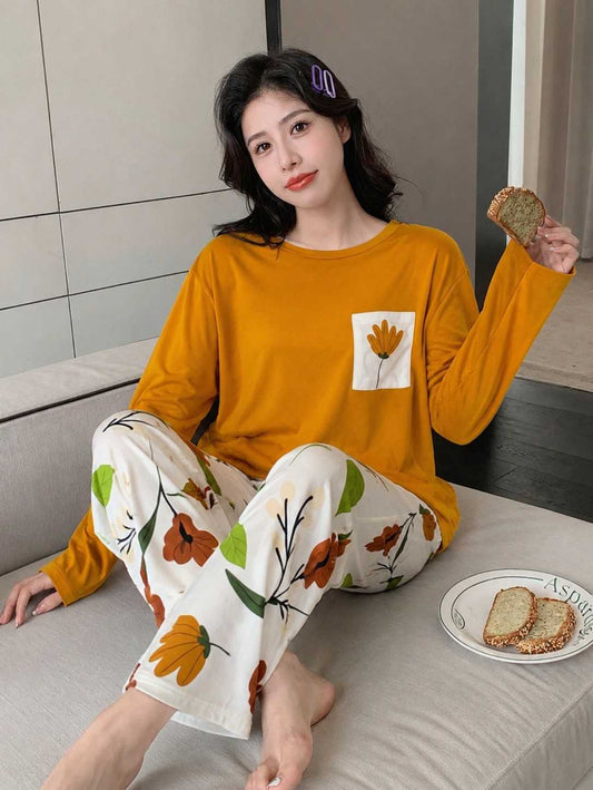 Golden Bloom Lounge PJ Set