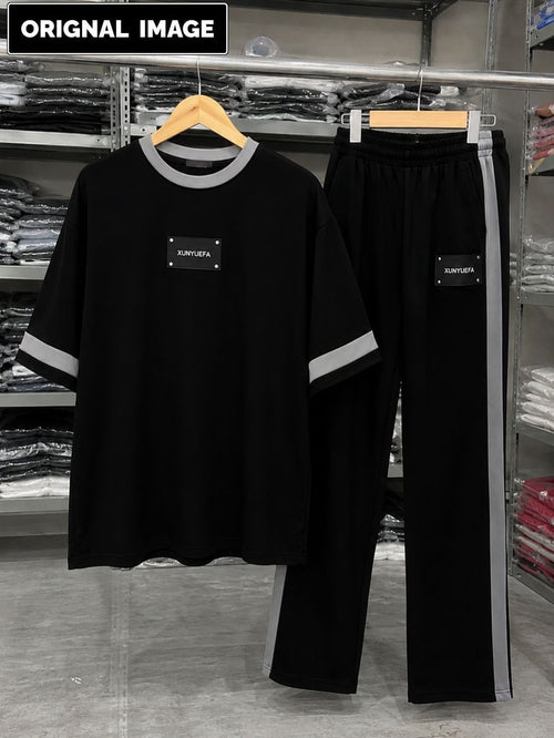 Black Elegant Round Neck Penal Co-Ord Set