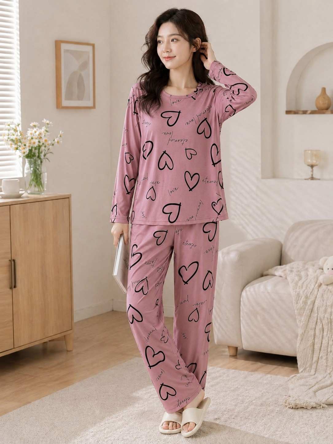 Soft Pink Heartbeat PJ Set