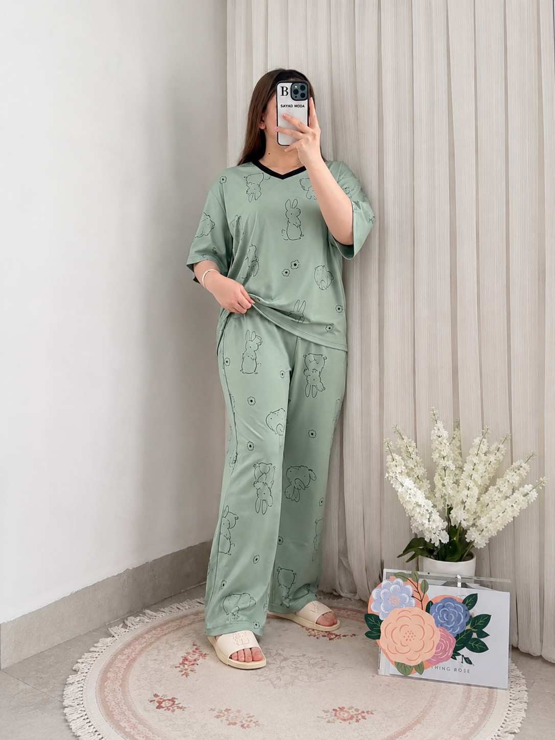 Sage Green Bunny PJ Set