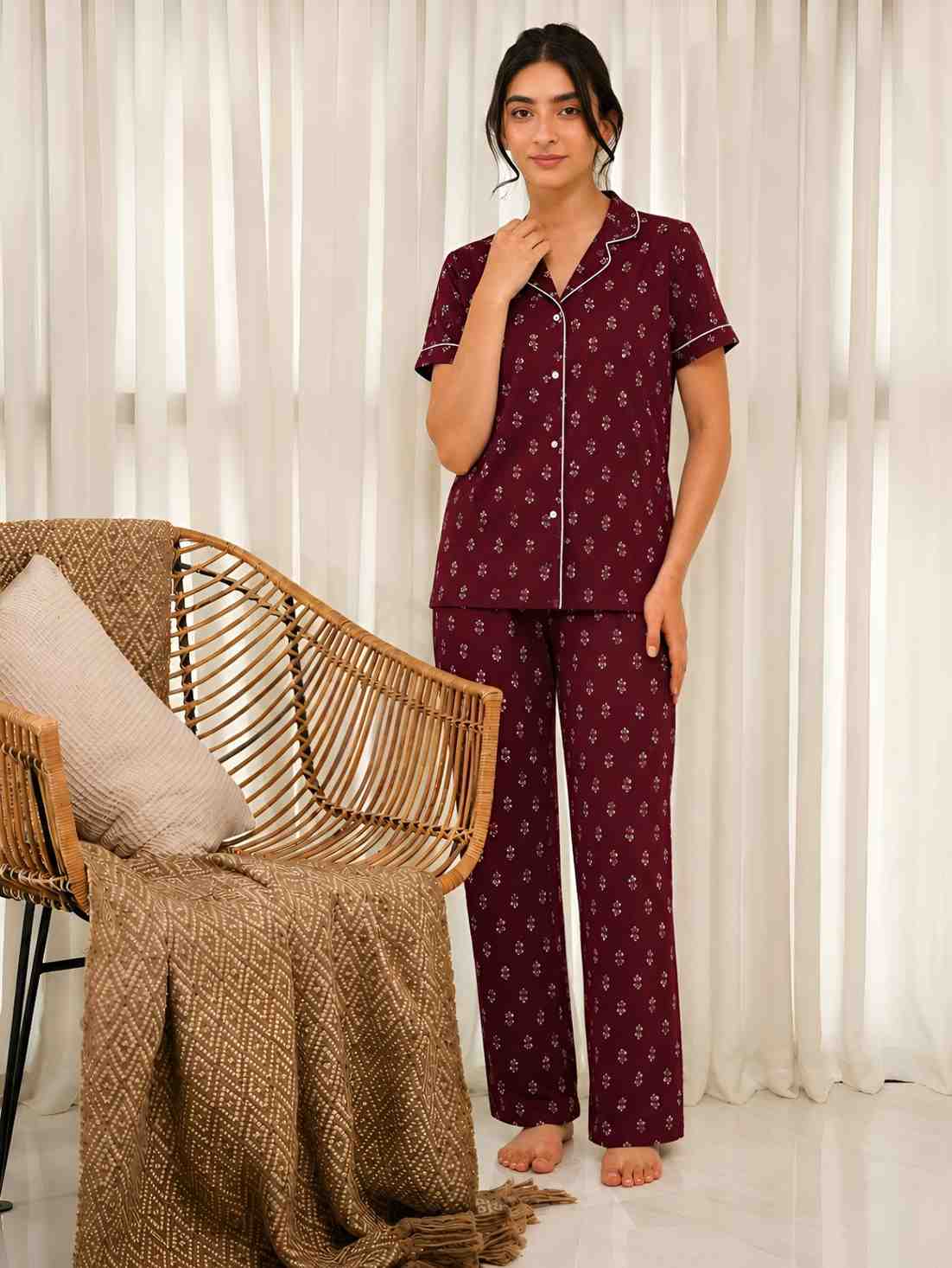 Maroon Belleza Women's Pj Set