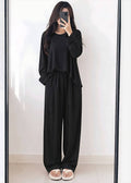 Black Elegant Loose Shirt Plazo Pajama PJ Set
