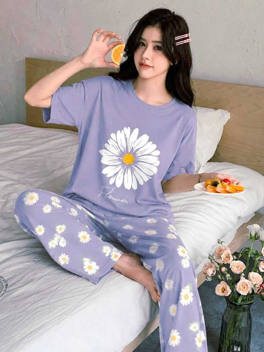 Purple Floral Lounge PJ Set
