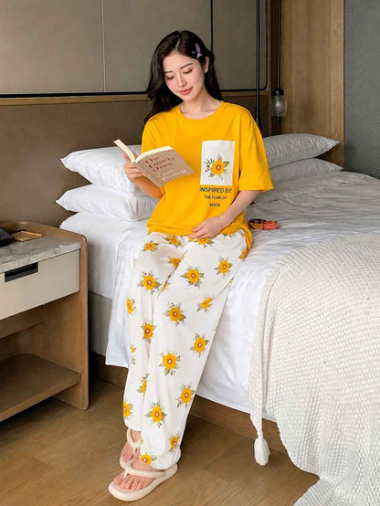 Yellow Cozy Flower PJ Set